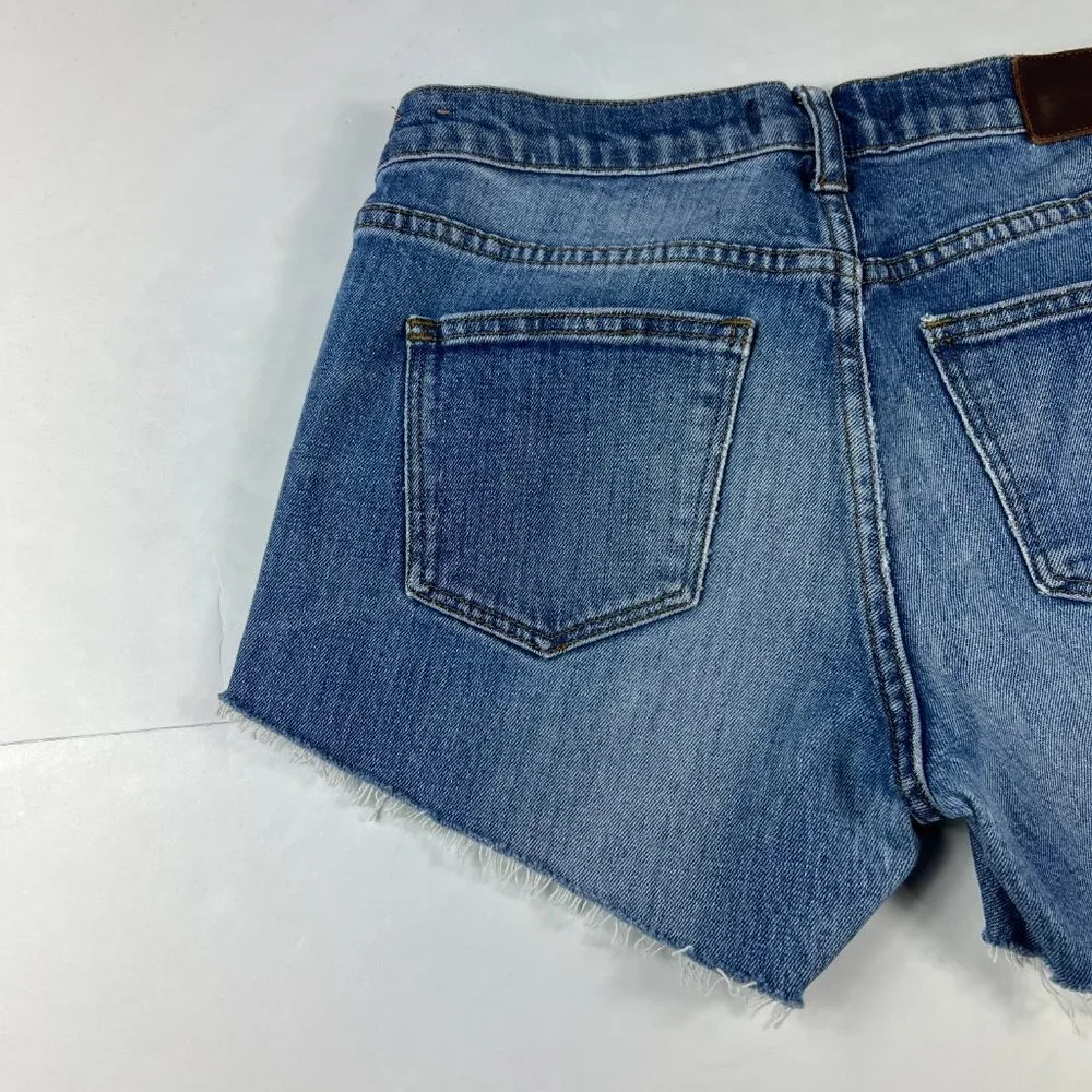 Madewell Jean Shorts Women's 24 Slim Boy Blue Fade Whiskers Cut Off Denim Jorts